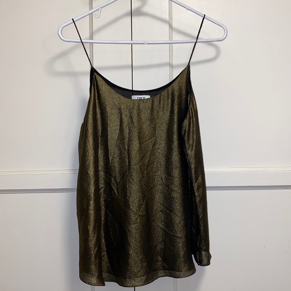 Bar III Large Chiffon Metallic Foil Top Yellow